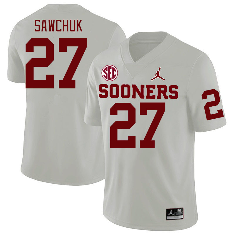 Men #27 Gavin Sawchuk Oklahoma Sooners 2024 SEC Conference College Football Jerseys-White